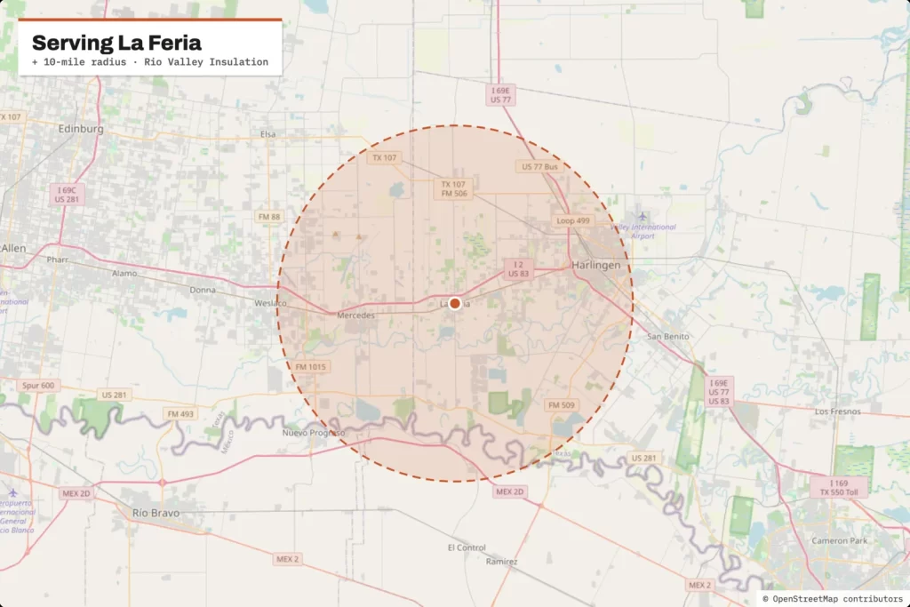 Service area map around La Feria, TX