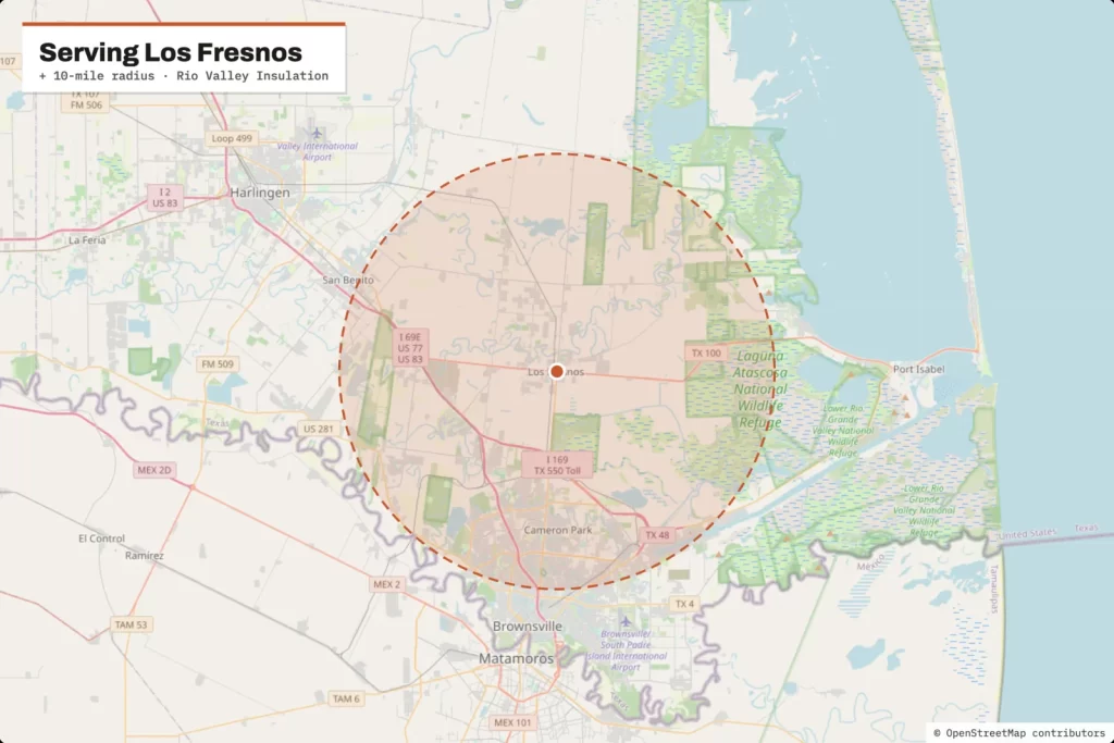Service area map around Los Fresnos, TX
