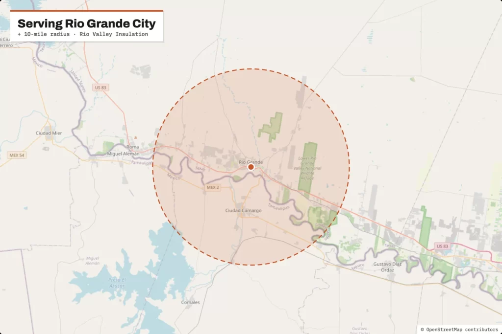 Service area map around Rio Grande City, TX